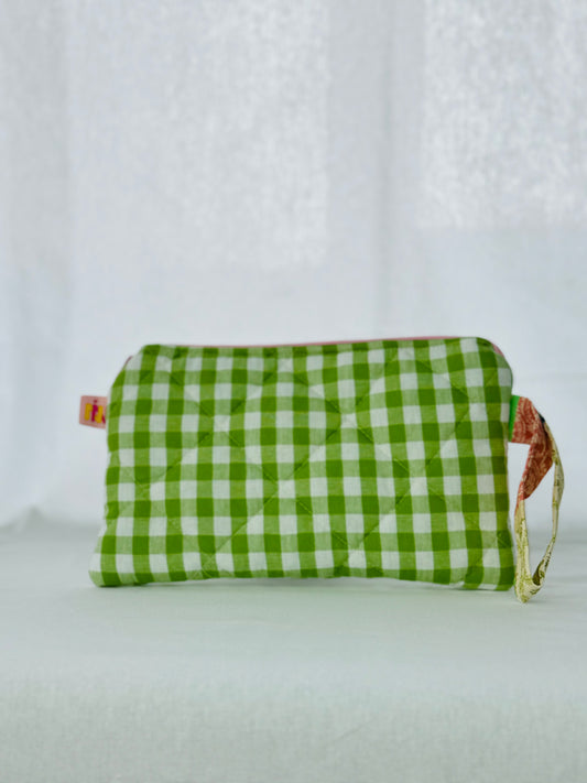 Flat Pouch - Checkered Lime Green