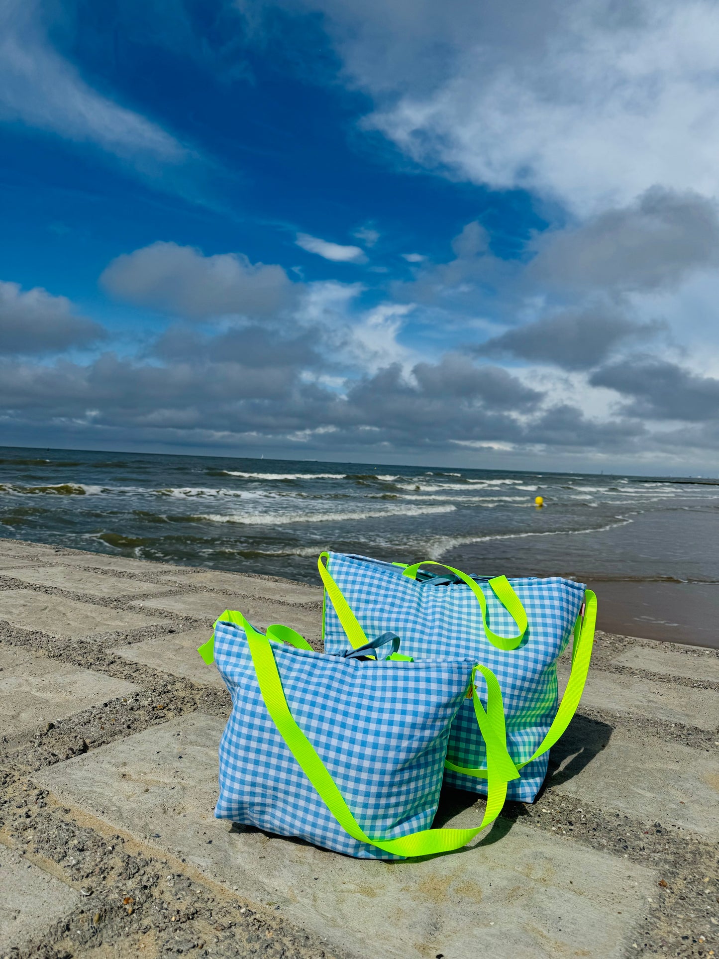 Shopping Bag - Checkered light blue