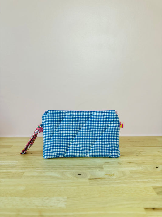 Flat Pouch - Checkered Blue