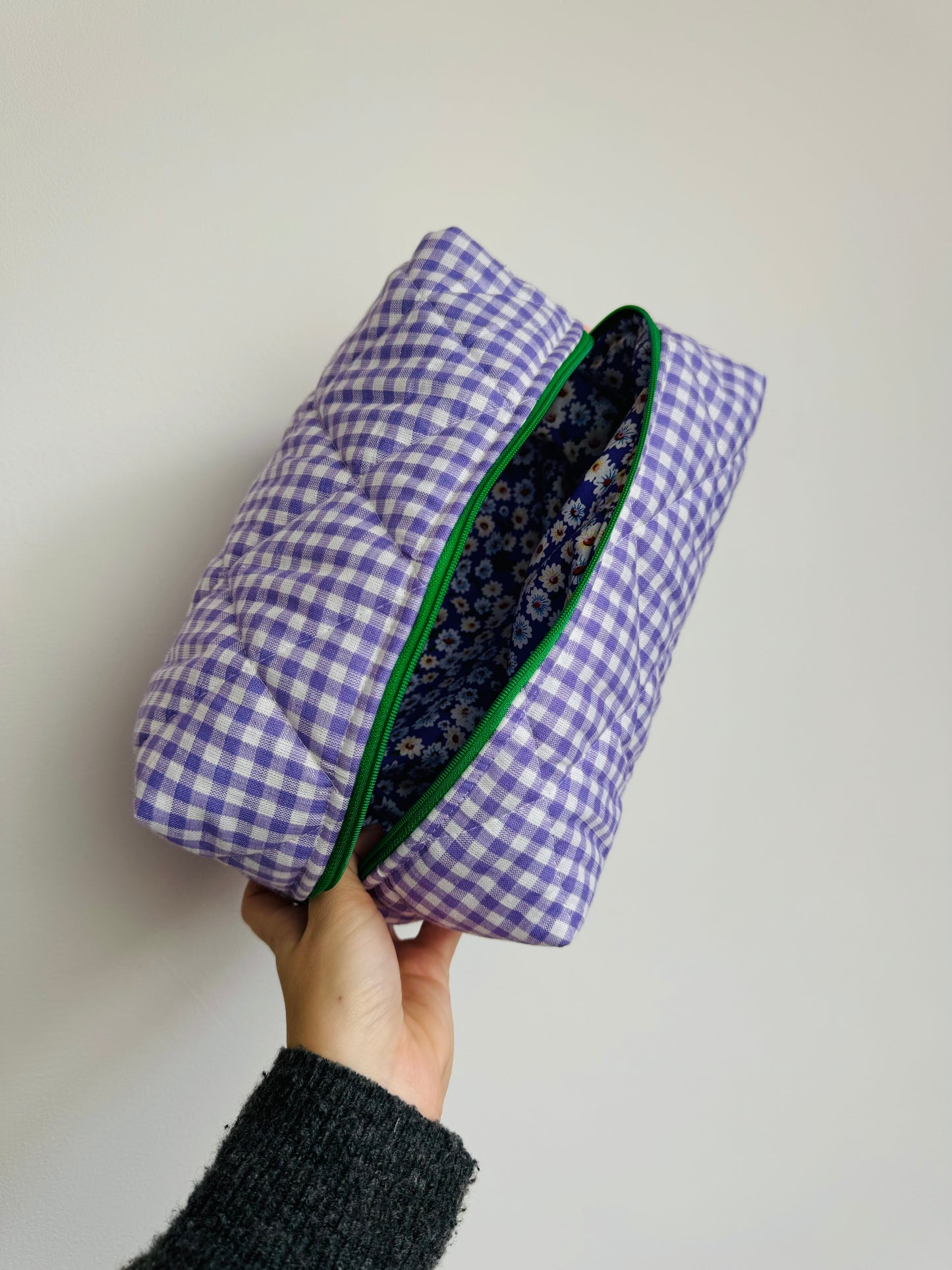 Boxy Pouch - Checkered Purple